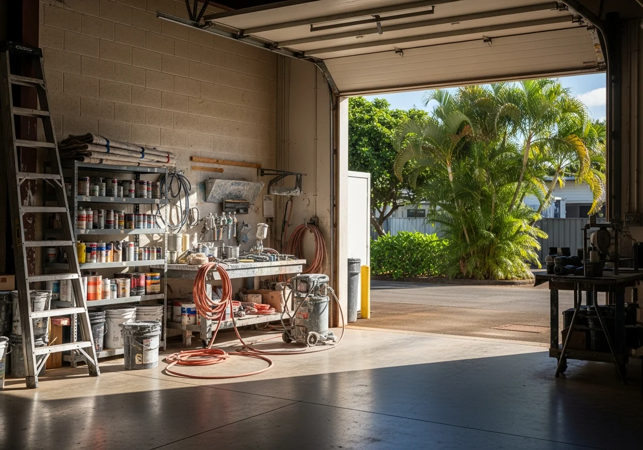 Professional painting crew with equipment and supplies ready for residential or commercial project work.