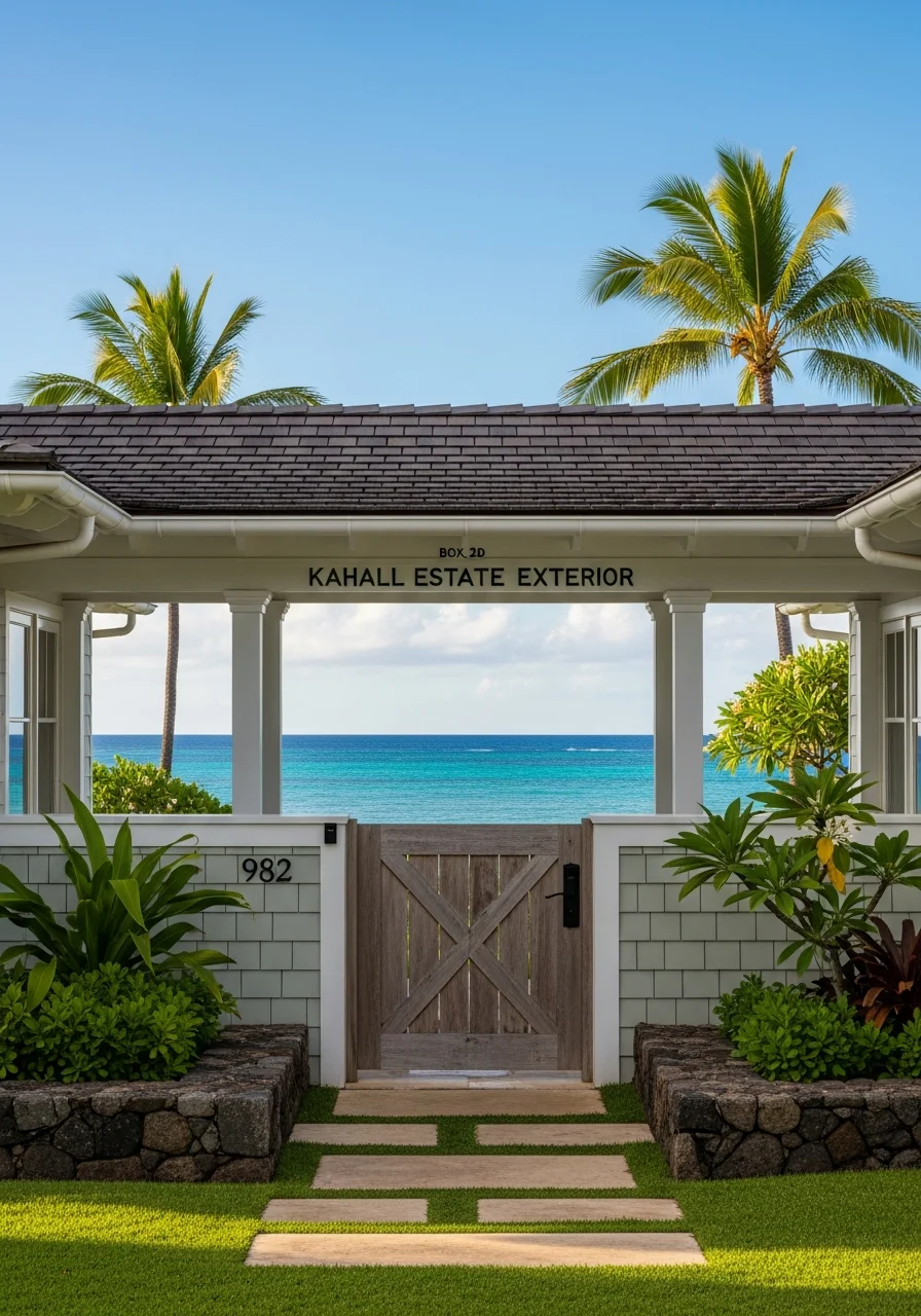 Waialae Beach Park and coastal properties in Kahala with calm ocean waters and manicured estates