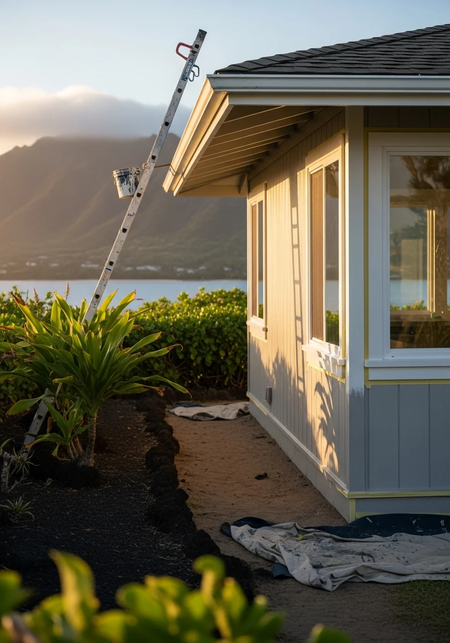 Waterfront homes and properties along Kaneohe Bay with coastal landscape