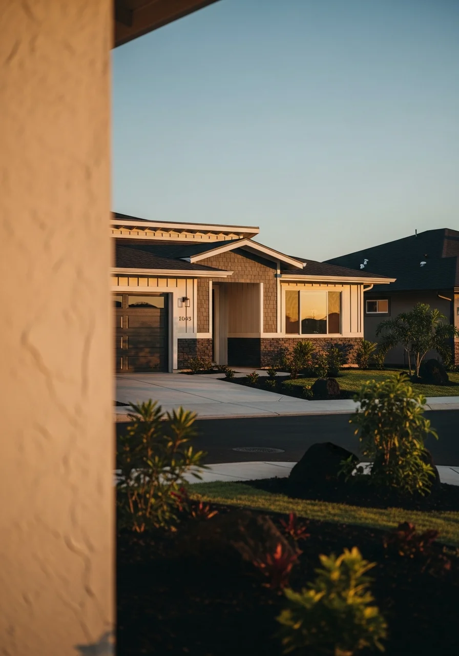 West side Oahu home exterior showing contemporary design and neighborhood setting.